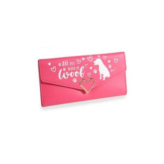 Portefeuille femme en simili cuir avec imprimé chien.