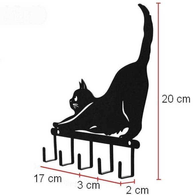 Crochet  en métal chat noir qui s'étire 