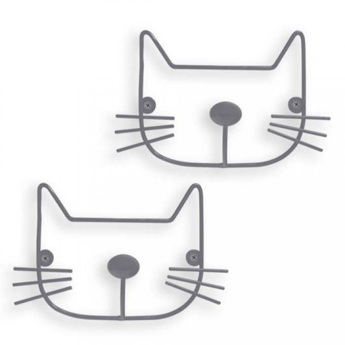 Lot de 2 crochets chat gris