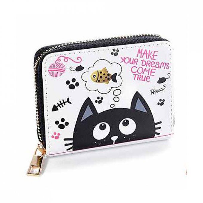 Porte-monnaie chat best friends noir et blanc