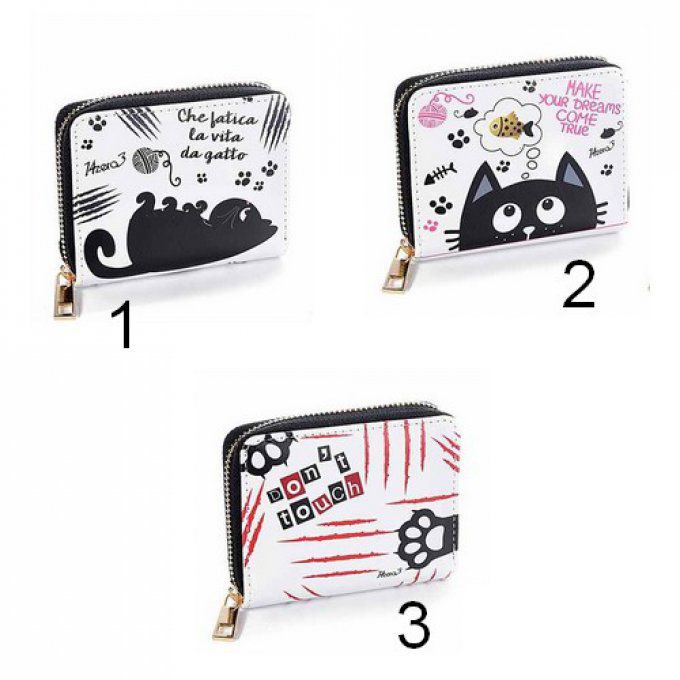 Porte-monnaie chat best friends noir et blanc