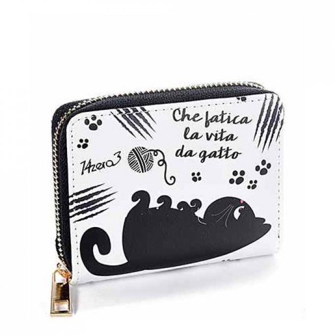 Porte-monnaie chat best friends noir et blanc