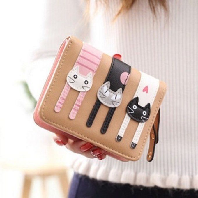 Petit porte feuille trois chats.