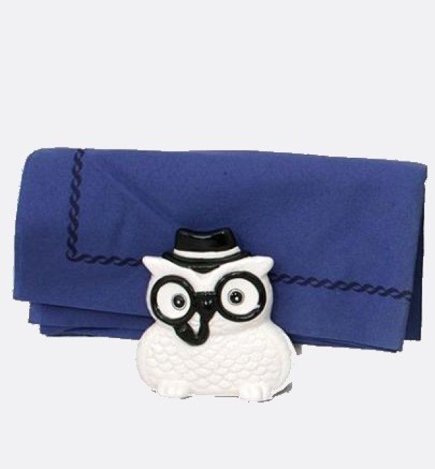 Porte serviette hibou noir et blanc 