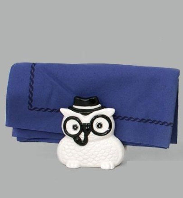 Porte serviette hibou noir et blanc 