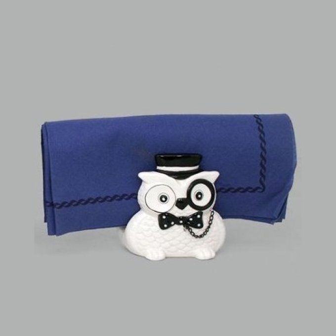 Porte serviette hibou noir et blanc 