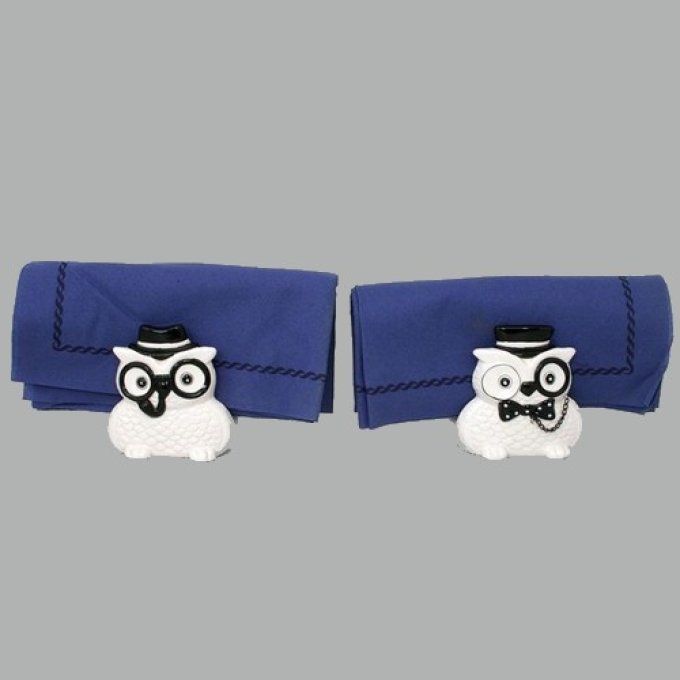 Porte serviette hibou noir et blanc 