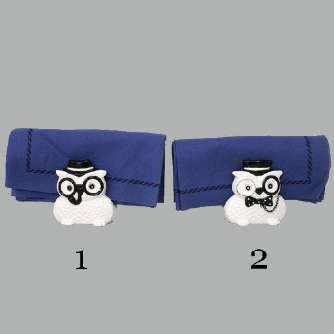 Porte serviette hibou noir et blanc 