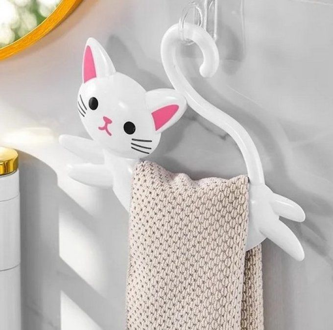 Porte serviette chat noir ou blanc
