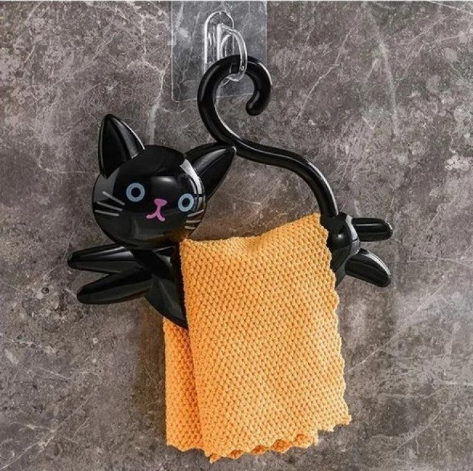 Porte serviette chat noir ou blanc