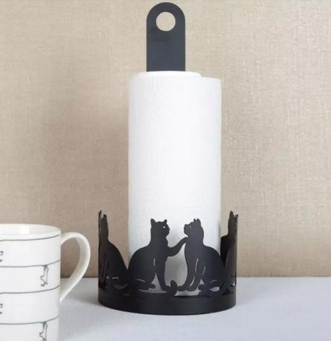 Porte essuie-tout  l'assemblée des chats noirs en métal.