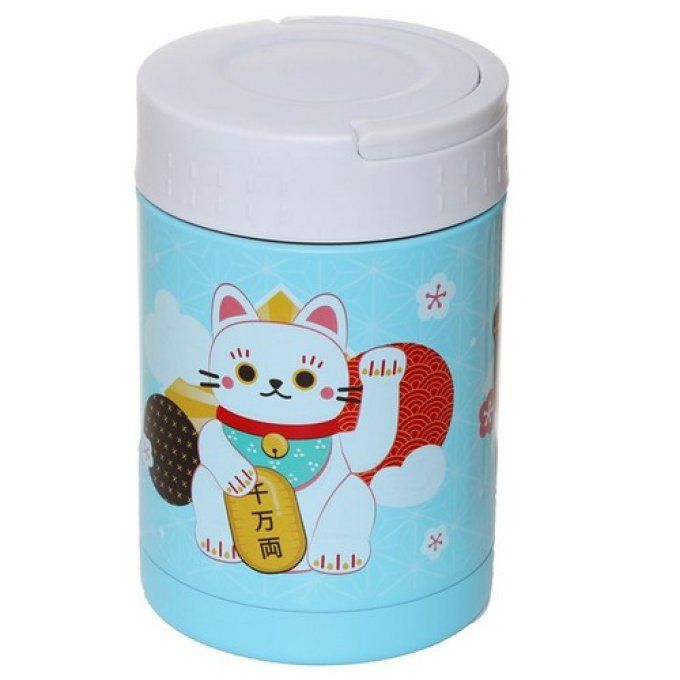  Boîte Repas en Acier Inoxydable 500ml Maneki Neko - Chat