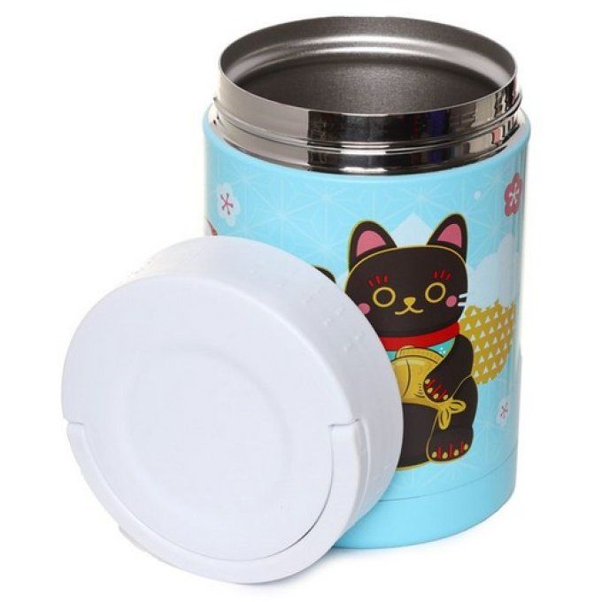  Boîte Repas en Acier Inoxydable 500ml Maneki Neko - Chat