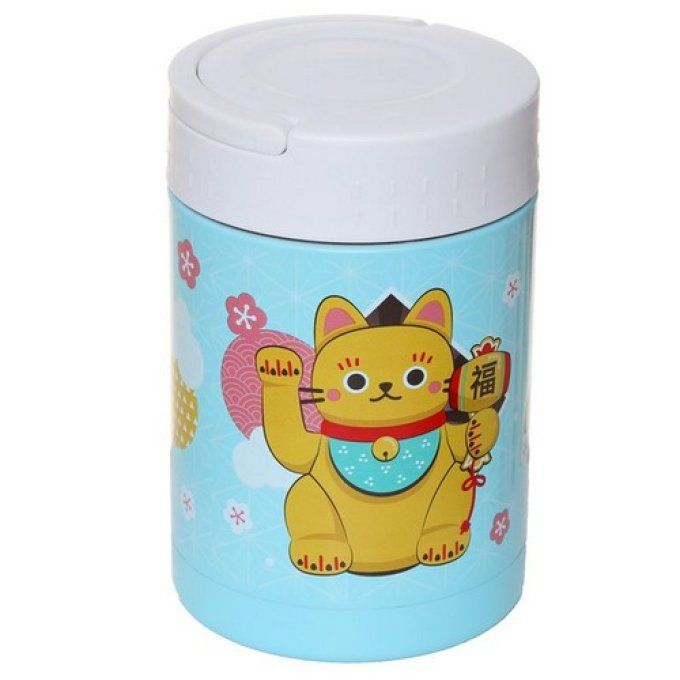  Boîte Repas en Acier Inoxydable 500ml Maneki Neko - Chat