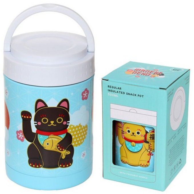  Boîte Repas en Acier Inoxydable 500ml Maneki Neko - Chat