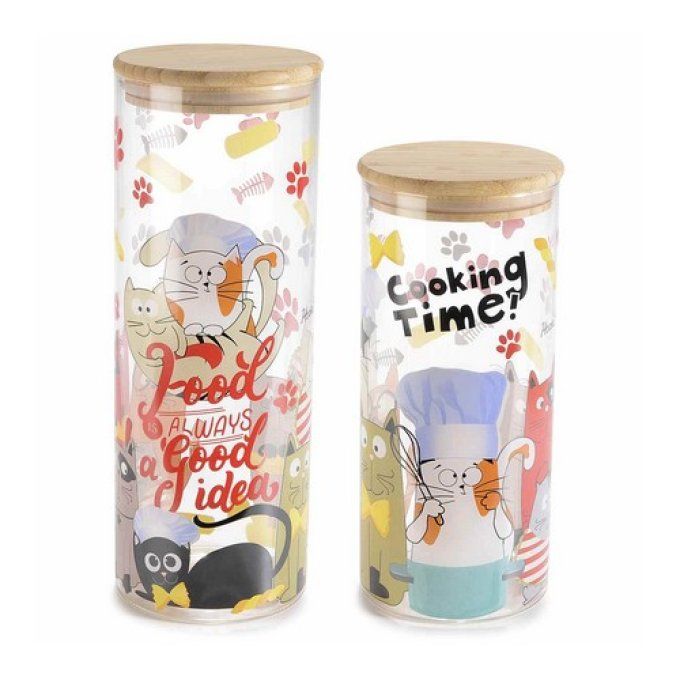 Pot en verre chats funny cats avec bouchon