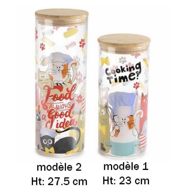 Pot en verre chats funny cats avec bouchon