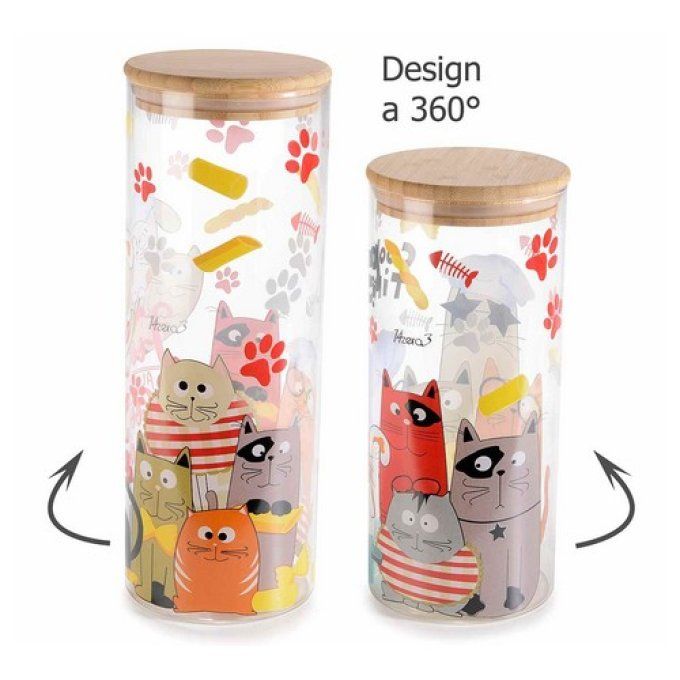 Pot en verre chats funny cats avec bouchon