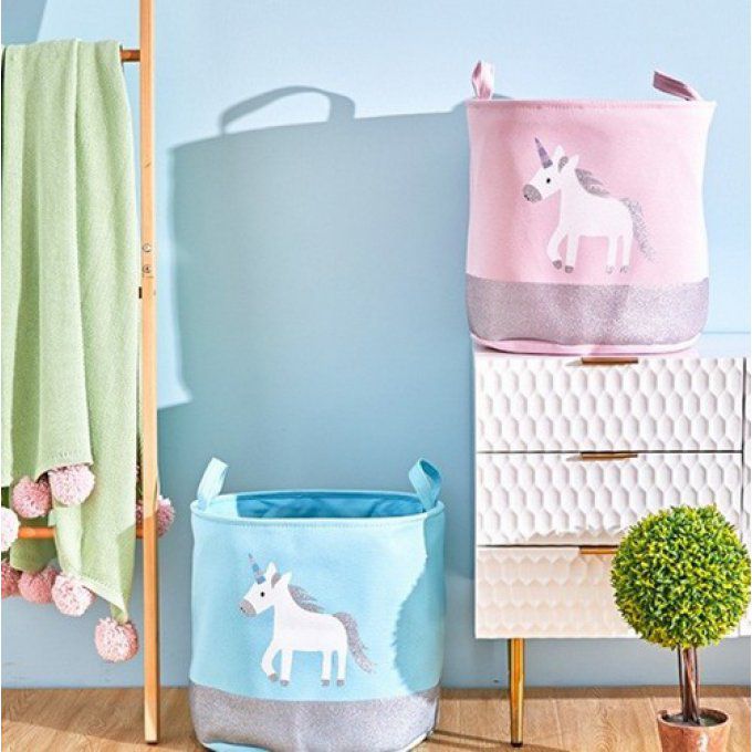 Panier de rangement licorne bleu ou rose