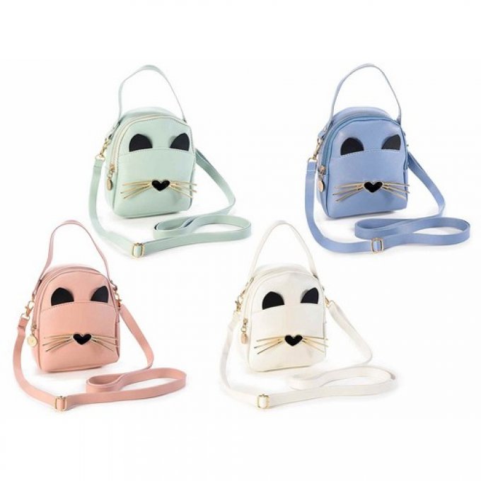 Petit sac à main tête de chat nez en coeur.