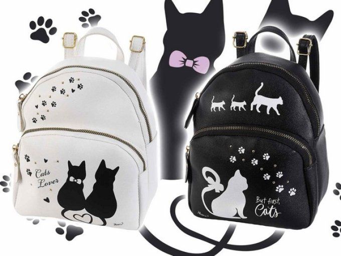 Petit sac à dos chat noir ou blanc