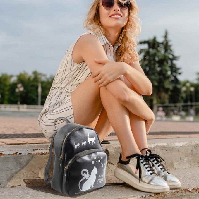 Petit sac à dos chat noir ou blanc