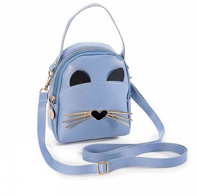 Petit sac à main tête de chat nez en coeur.