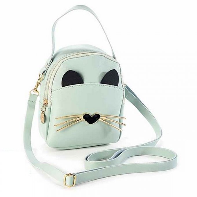 Petit sac à main tête de chat nez en coeur.