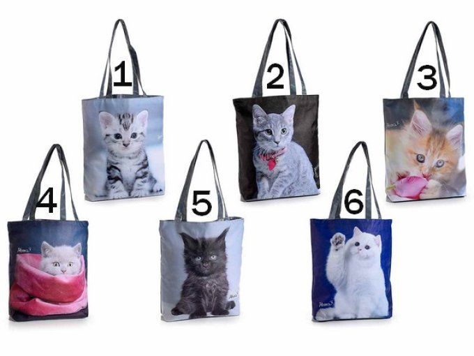 Sac cabas toile photo chat