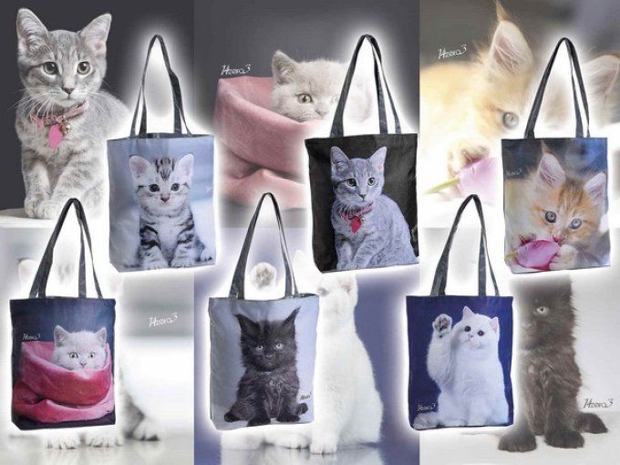 Sac cabas toile photo chat