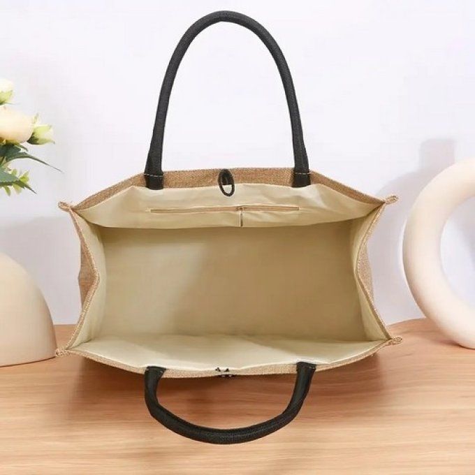Ensemble de sac fourre-tout avec imprimé de chat noir et pochette .