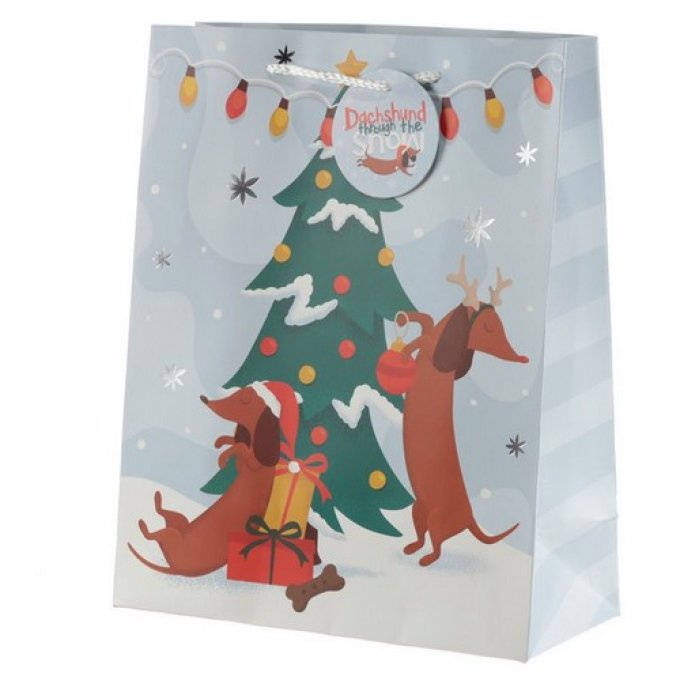 Sac Cadeau de Noël - Teckel Chien Saucisse (Grand)