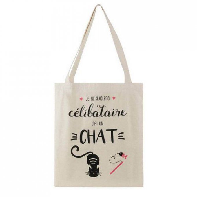 Sac coton naturel chat et message 