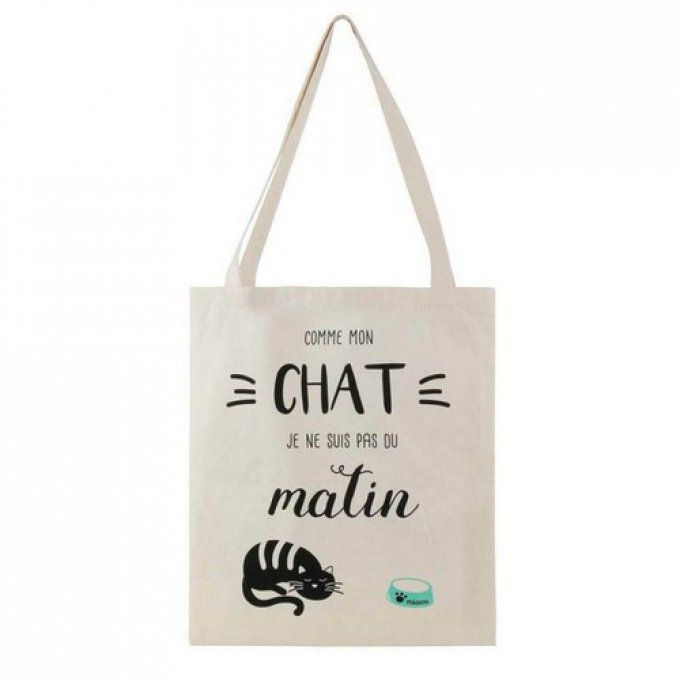 Sac coton naturel chat et message 