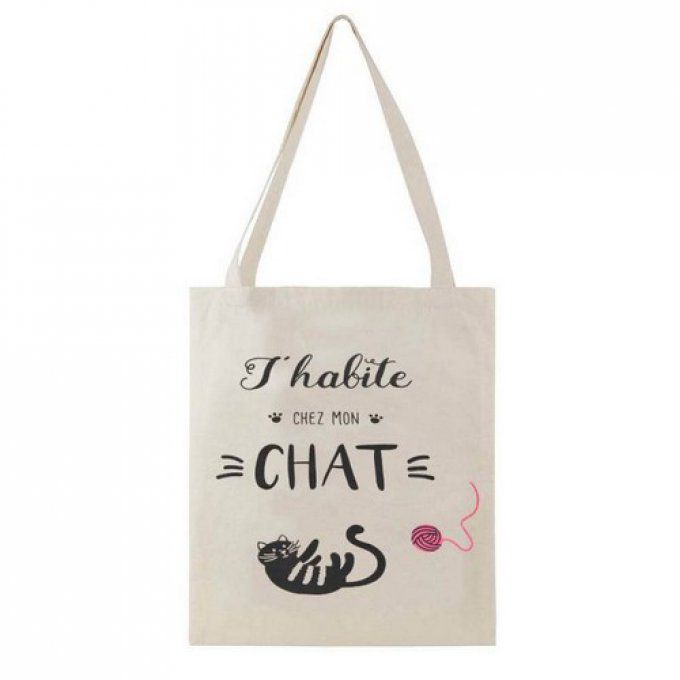 Sac coton naturel chat et message 