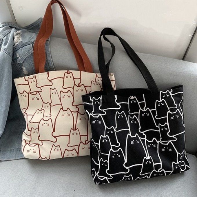 Sac en toile graphique de chats .