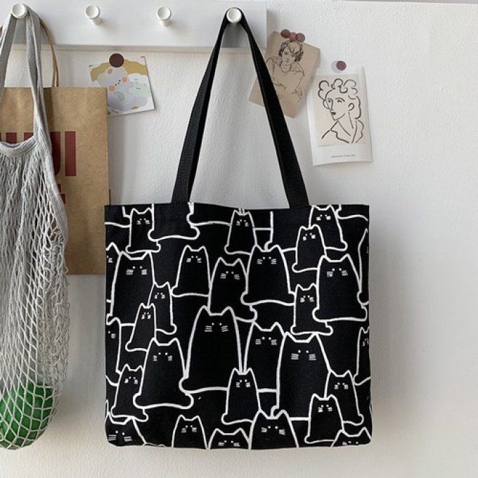 Sac en toile graphique de chats .