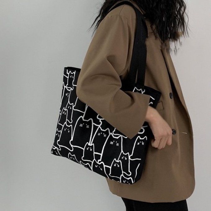 Sac en toile graphique de chats .
