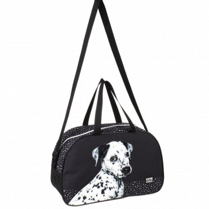 Sac spacieux noir chien dalmatien.