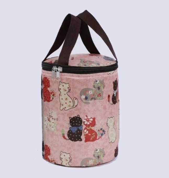 Sac isotherme cylindrique famille de chats.