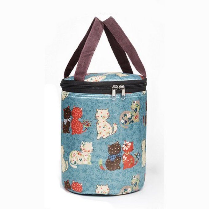 Sac isotherme cylindrique famille de chats.