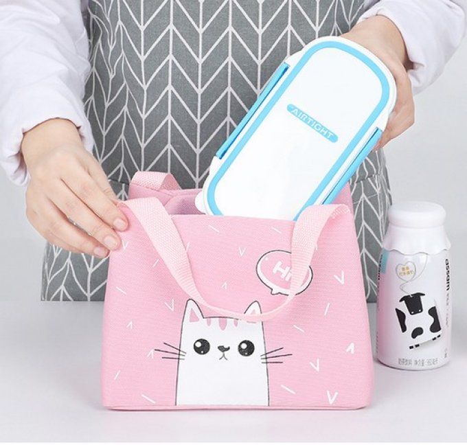 Sac isotherme toile dessin de chat