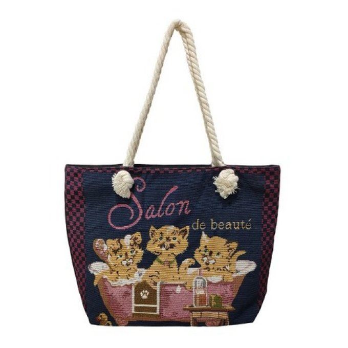 Sac en toile trois chats au salon de beauté