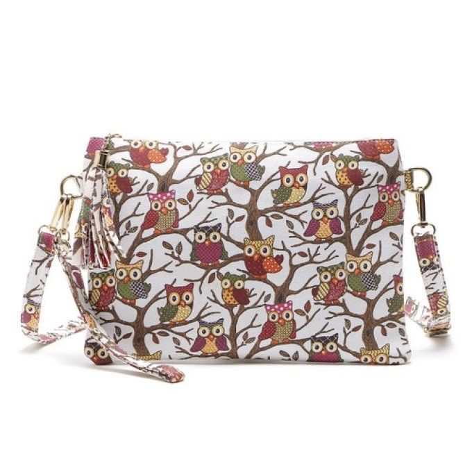 Sac pochette chouettes 