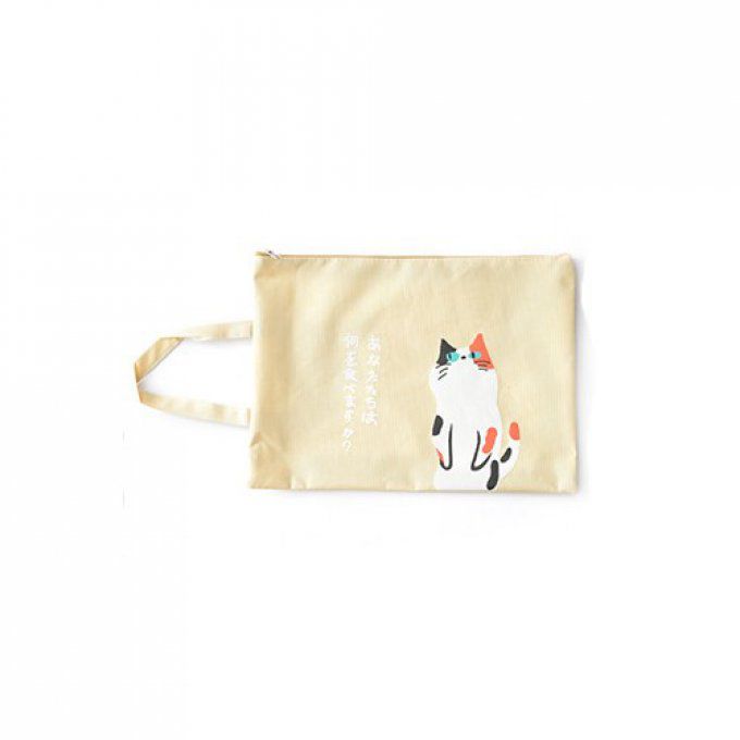 Sac porte document chat en toile