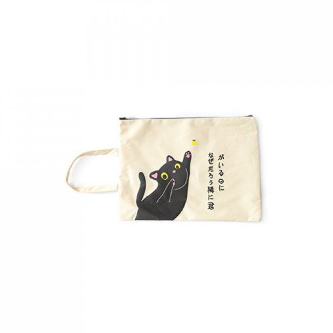 Sac porte document chat en toile