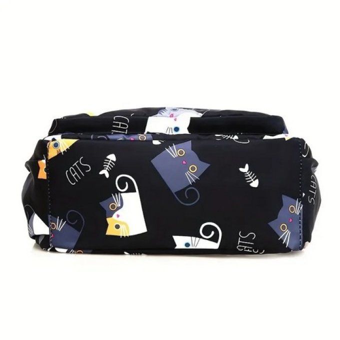 Sac à main noir drôle de chats.