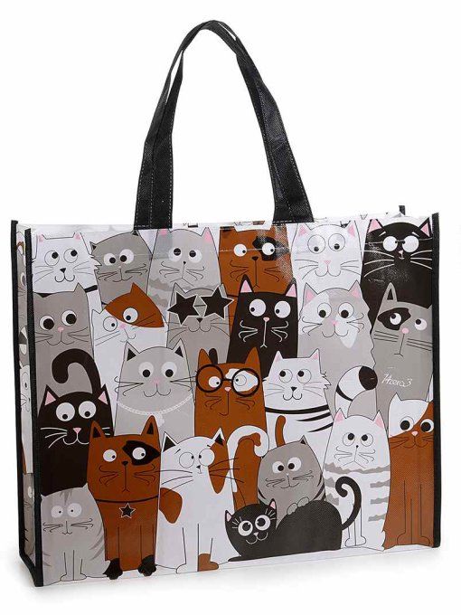 Sac en polyester rigide avec imprimé chats "Funny Cats"