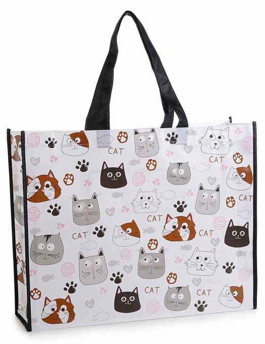 Sac en polyester rigide avec imprimé chats "Funny Cats"