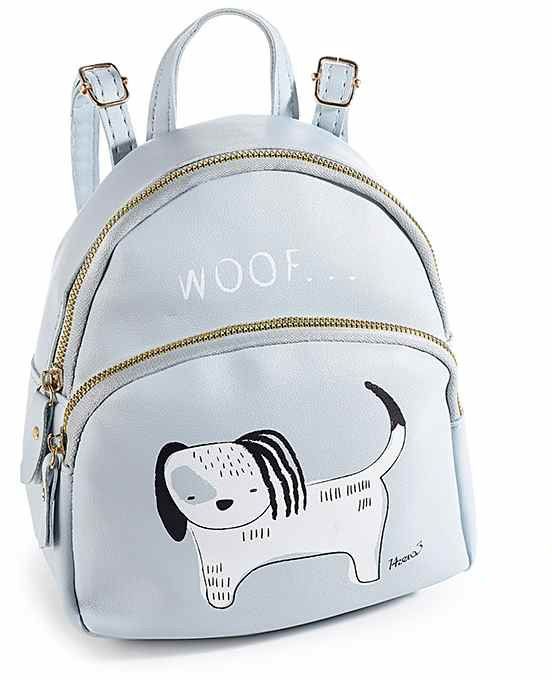 Sac à dos en similicuir avec imprimé chien "Woof"